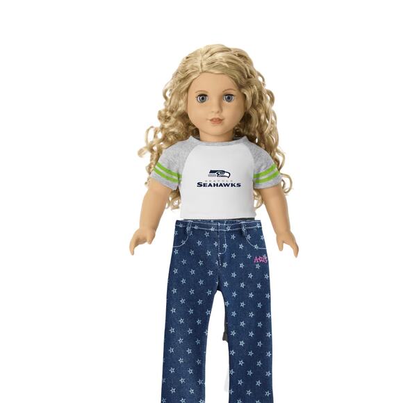 American Girl Doll NFL Seattle SEAHAWKS FAN TEE + STAR JEGGINGS Football Outfit - Picture 5 of 13